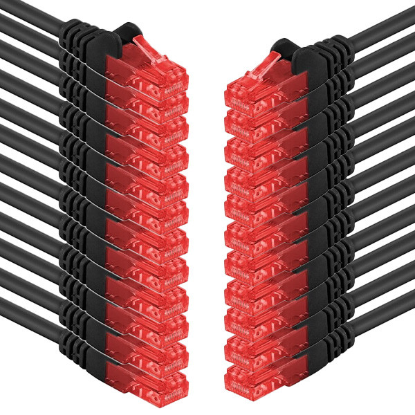 10 Stuks CAT.6 Ethernet Netwerkkabel - Wit, 0,5 Meter - Gigabit Snelheid (1000 Mbit/s)